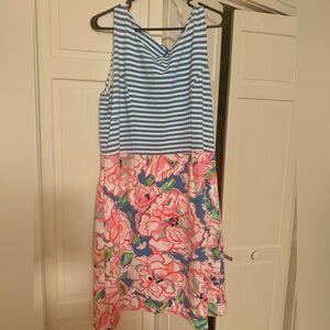 Lilly Pulitzer Knit Julianna Dress in Flutter Blue/Lucky Chin Combo, size XL